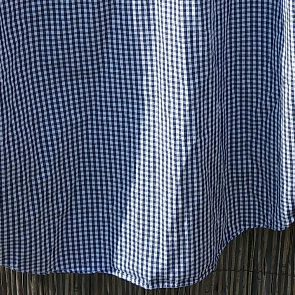 J. Crew Navy White Checked Long Sleeve Lightweight Button Down Slim Fit - L